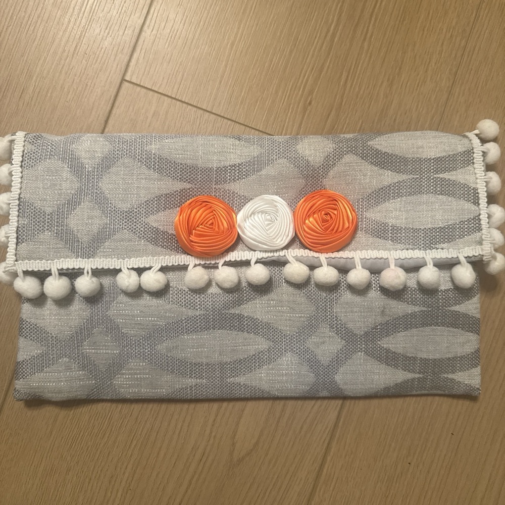 & Other Stories Gray and Orange Clutch